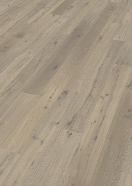 Landhausdiele Eiche astig, gealtert, geräuchert, handgehobelt, weiß geölt 2,87m²/Paket